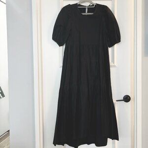 ZARA black short sleeves baby doll maxi dress